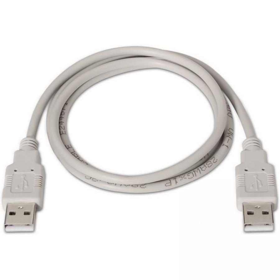 Cable USB 2.0 Aisens A101-0021/ USB Macho - USB Macho/ 1m/ Beige