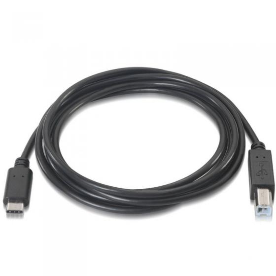 Cable USB 2.0 Impresora Aisens A107-0053/ USB Tipo-C Macho - USB Tipo-B Macho/ 480Mbps/ 1m/ Negro