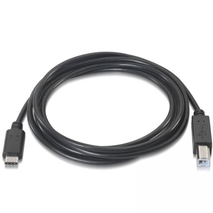 Cable USB 2.0 Impresora Aisens A107-0053/ USB Tipo-C Macho - USB Tipo-B Macho/ 480Mbps/ 1m/ Negro