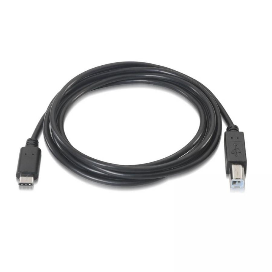 Cable USB 2.0 Impresora Aisens A107-0054/ USB Tipo-C Macho - USB Tipo-B Macho/ 480Mbps/ 2m/ Negro