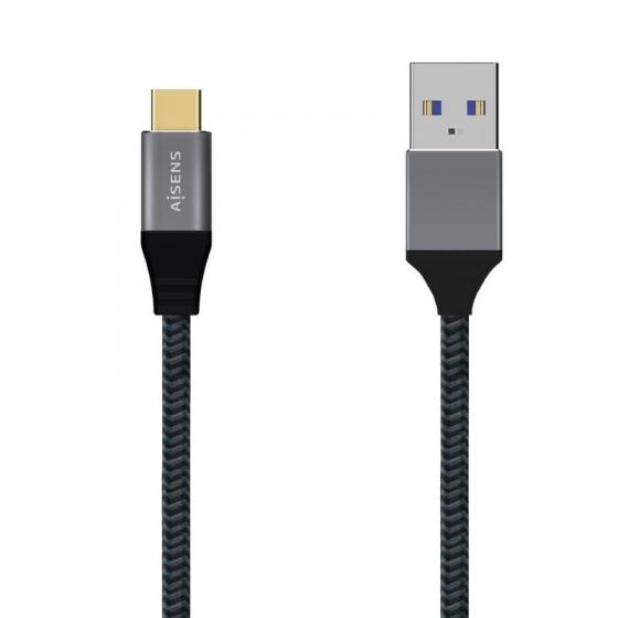 Cable USB 3.1 Tipo-C Aisens A107-0630/ USB Tipo-C Macho - USB Macho/ 10Gbps/ 50cm/ Gris