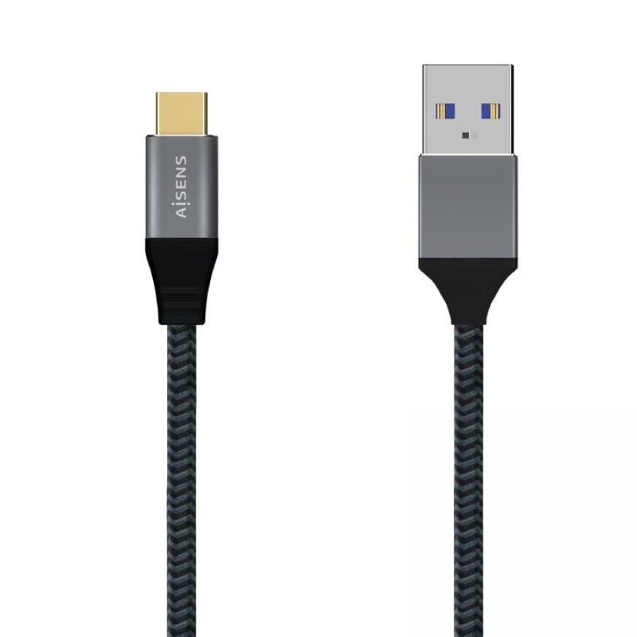 Cable USB 3.1 Tipo-C Aisens A107-0630/ USB Tipo-C Macho - USB Macho/ 10Gbps/ 50cm/ Gris