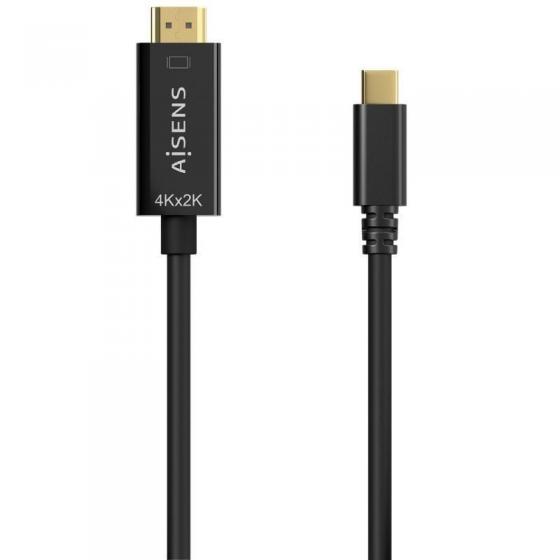 Cable Conversor HDMI 4K Aisens A109-0624 USB Tipo-C Macho - HDMI Macho 1.8m Negro