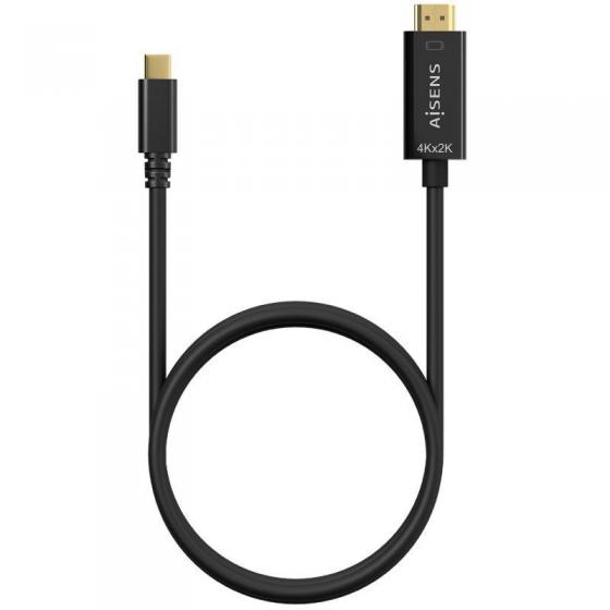 Cable Conversor HDMI 4K Aisens A109-0624/ USB Tipo-C Macho - HDMI Macho/ Hasta 27W/ 1250Mbps/ 1.8m/ Negro