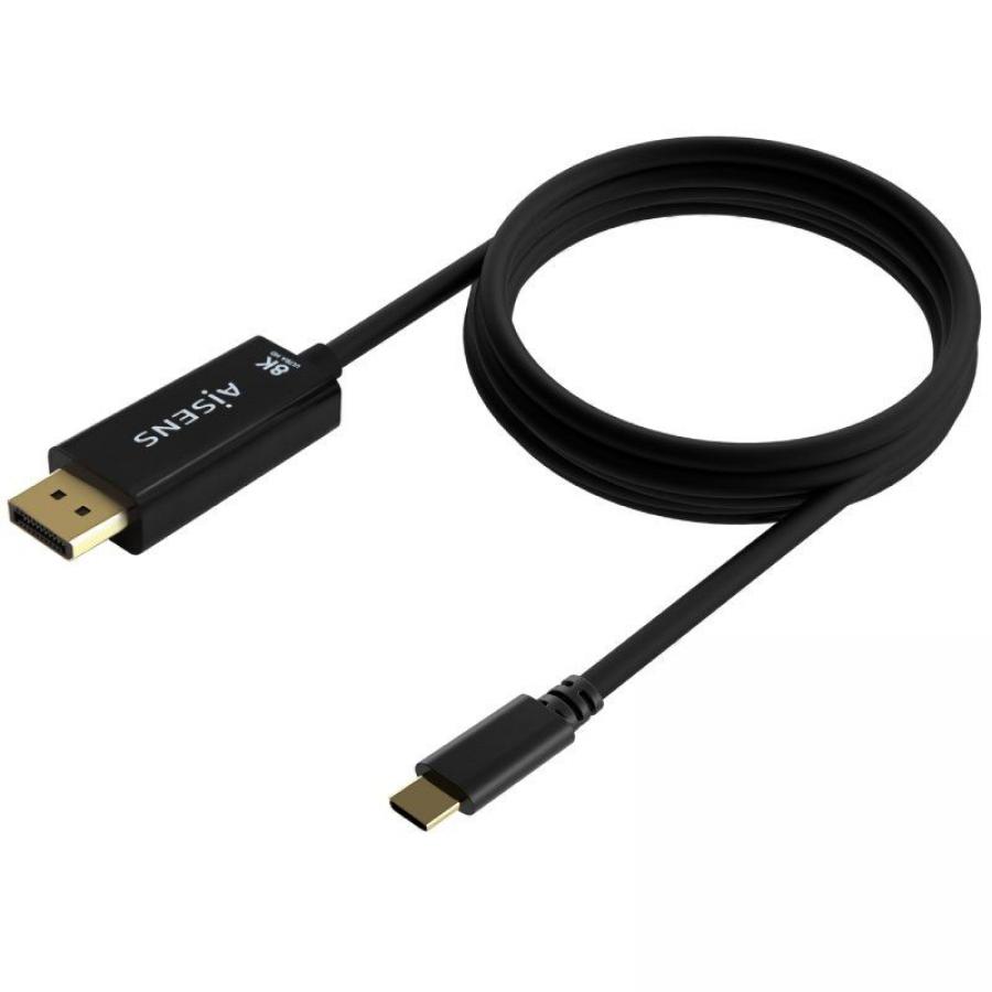 Cable Conversor Aisens A109-0689/ USB Tipo-C Macho - DisplayPort Macho/ Hasta 27W/ 1250Mbps/ 1.8m/ Negro