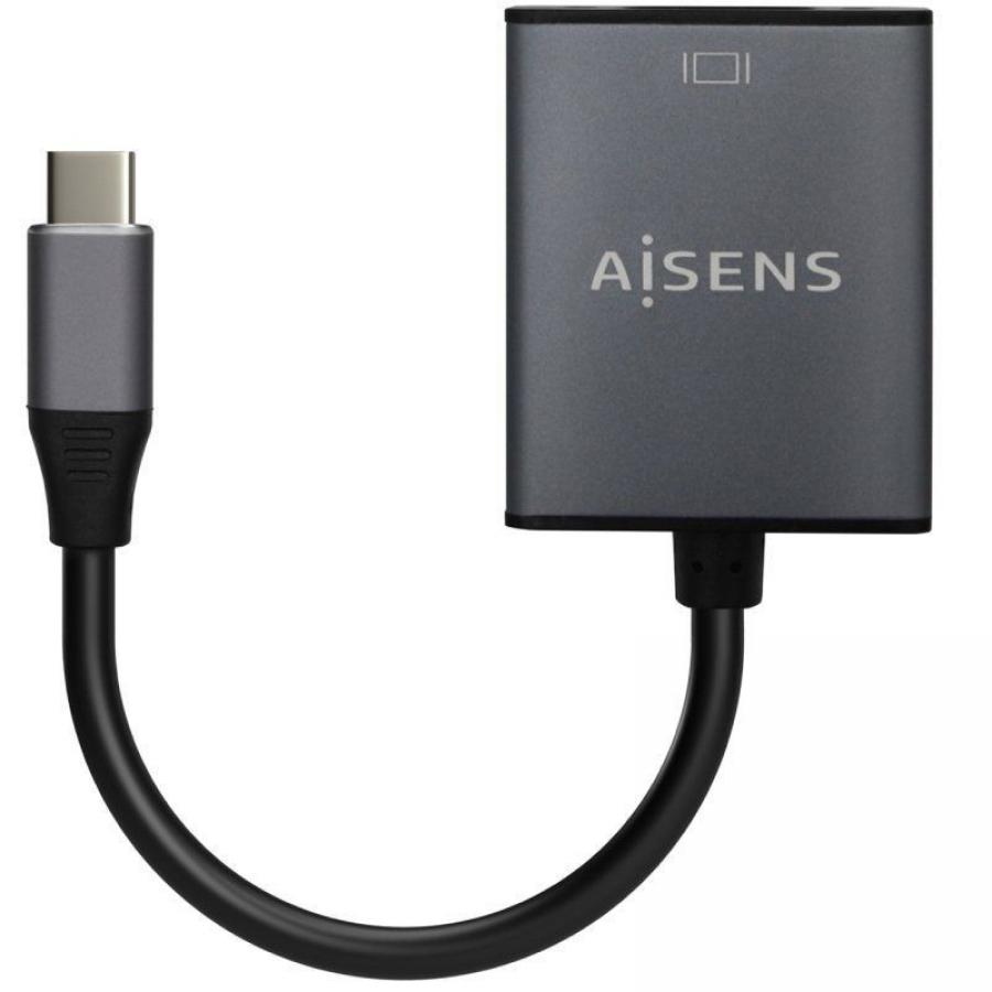 Conversor Aisens A109-0691/ USB Tipo-C Macho - VGA Hembra/ Hasta 27W/ 1250Mbps/ 15cm/ Gris