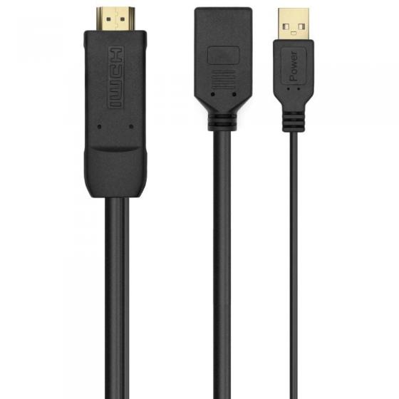 Cable Conversor Aisens A122-0642 Displayport Macho - HDMI Macho - Displayport Hembra - USB Macho 10m + 10m Negro