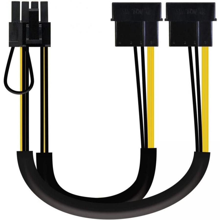 Cable Alimentación Tarjeta Gráfica Aisens A131-0165/ 2x Molex Macho - Molex 6+2 PIN Macho/ Hasta 54W/ 20cm