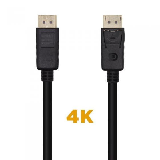 Cable DisplayPort 1.2 4K Aisens A124-0455/ DisplayPort Macho - DisplayPort Macho/ 1m/ Negro