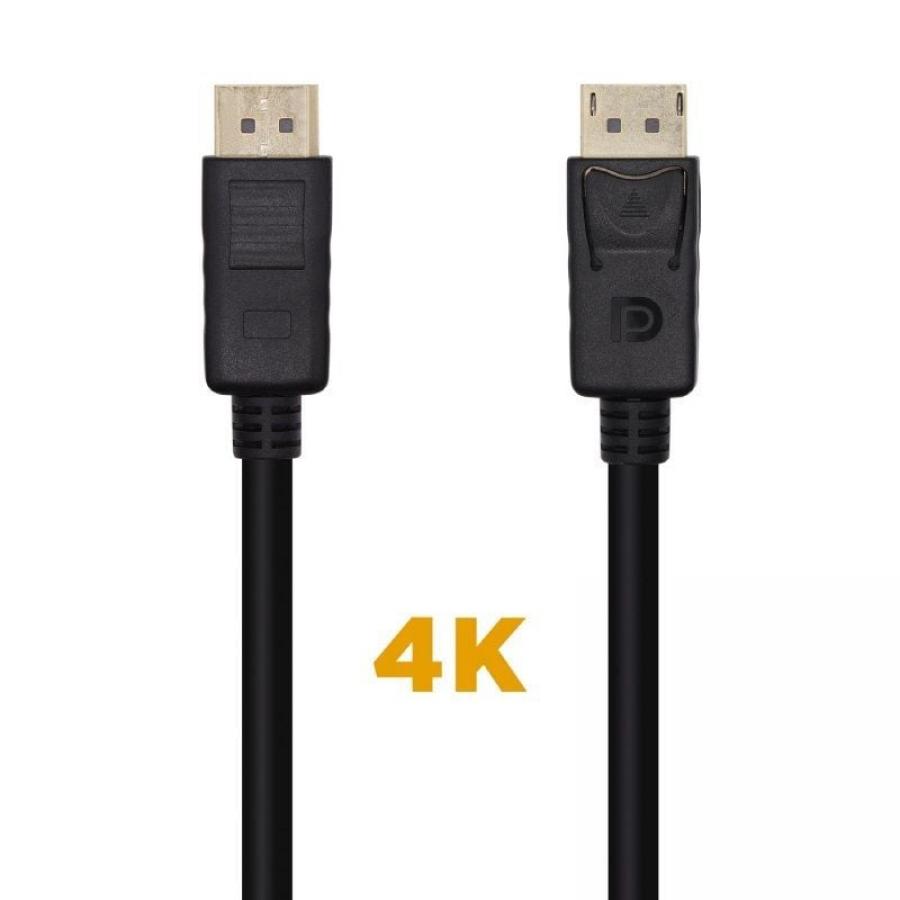 Cable DisplayPort 1.2 4K Aisens A124-0455/ DisplayPort Macho - DisplayPort Macho/ 1m/ Negro