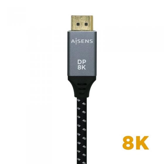Cable DisplayPort 1.4 8K Aisens A149-0434/ DisplayPort Macho - DisplayPort Macho/ 50cm/ Negro Gris