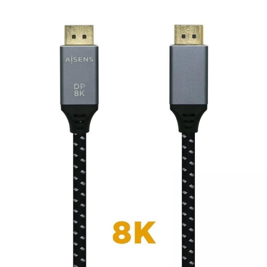 Cable DisplayPort 1.4 8K Aisens A149-0435/ DisplayPort Macho - DisplayPort Macho/ 1m/ Negro Gris