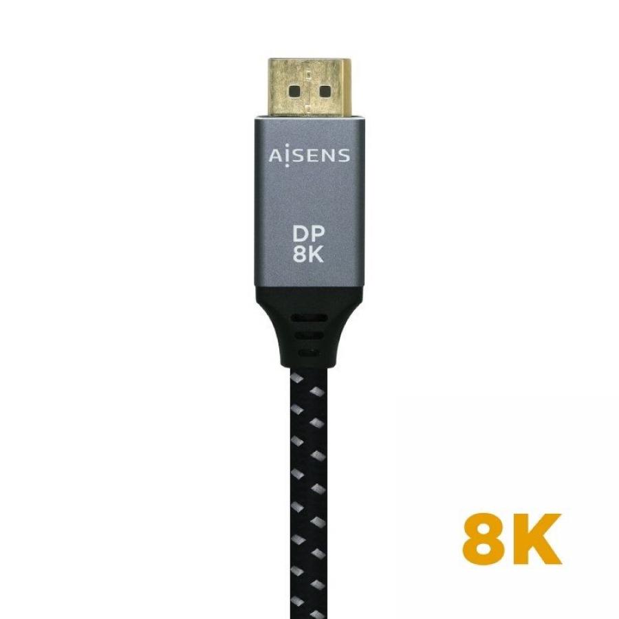 Cable DisplayPort 1.4 8K Aisens A149-0437/ DisplayPort Macho - DisplayPort Macho/ 2m/ Negro Gris