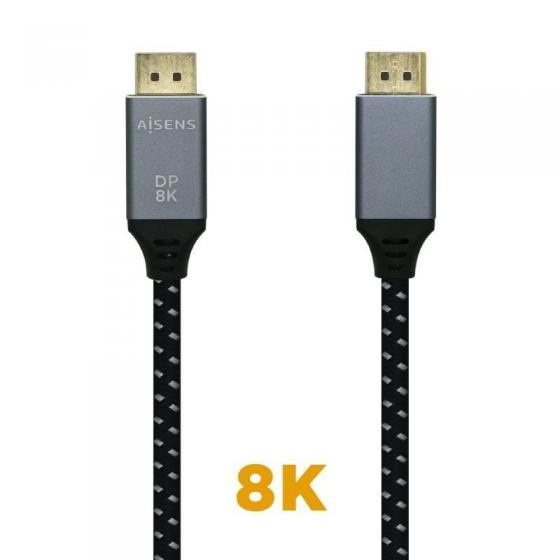 Cable DisplayPort 1.4 8K Aisens A149-0438/ DisplayPort Macho - DisplayPort Macho/ 3m/ Negro Gris