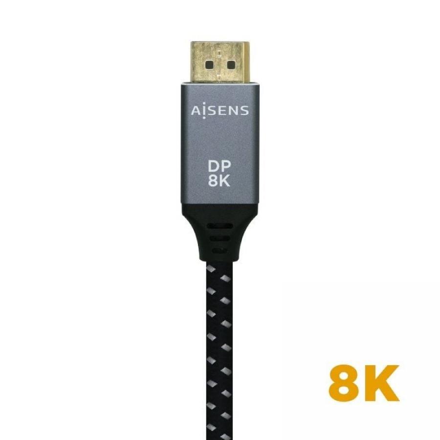 Cable DisplayPort 1.4 8K Aisens A149-0438/ DisplayPort Macho - DisplayPort Macho/ 3m/ Negro Gris