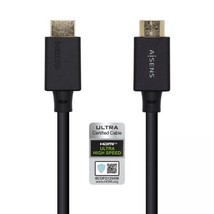 Cable HDMI 2.1 8K Aisens A150-0420/ HDMI Macho - HDMI Macho/ 50cm/ Certificado/ Negro