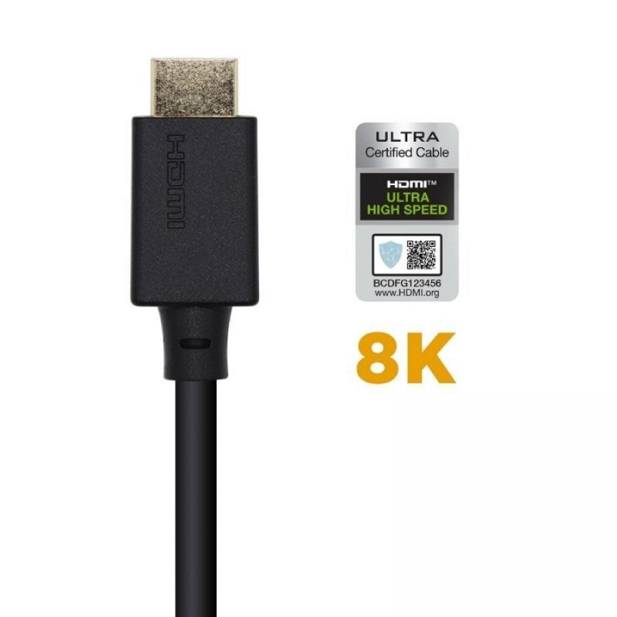 Cable HDMI 2.1 8K Aisens A150-0424/ HDMI Macho - HDMI Macho/ 3m/ Certificado/ Negro