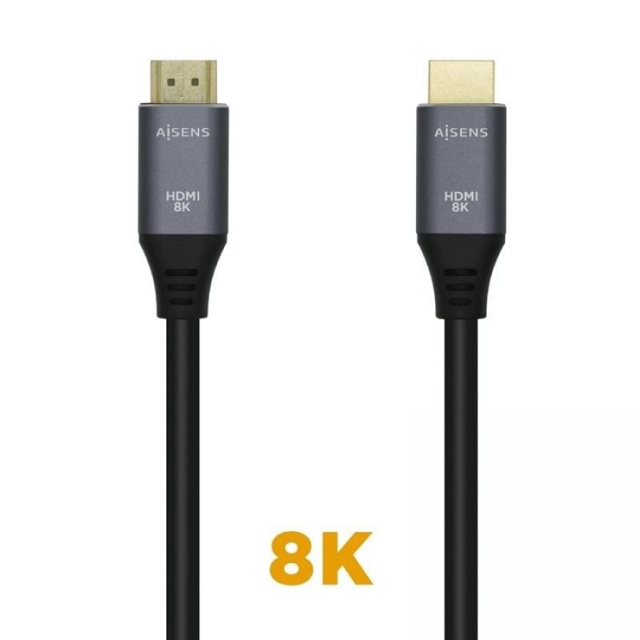 Cable HDMI 2.1 8K Aisens A150-0428/ HDMI Macho - HDMI Macho/ 2m/ Gris Negro