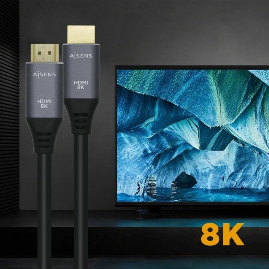 Cable HDMI 2.1 8K Aisens A150-0429/ HDMI Macho - HDMI Macho/ 3m/ Gris Negro