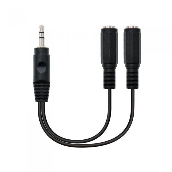 Cable Estéreo Nanocable 10.24.1200 Jack 3.5 Macho - 2x Jack 3.5 Hembra 15cm Negro