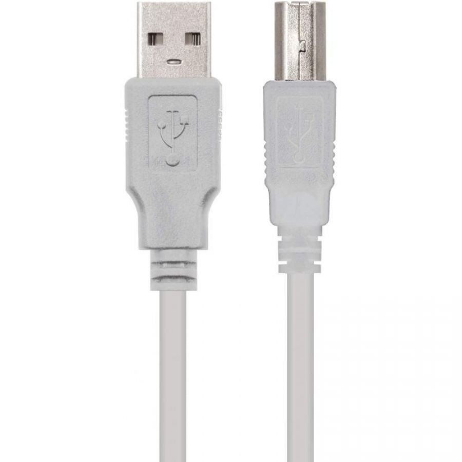 Cable USB 2.0 Impresora Nanocable 10.01.0103/ USB Tipo-B Macho - USB Macho/ 1.8m/ Beige