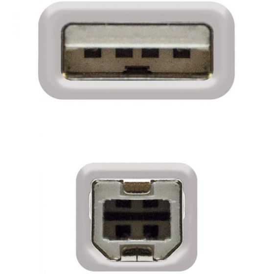 Cable USB 2.0 Impresora Nanocable 10.01.0103/ USB Tipo-B Macho - USB Macho/ 1.8m/ Beige