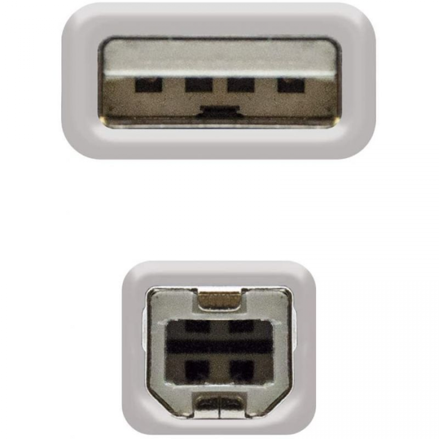 Cable USB 2.0 Impresora Nanocable 10.01.0103/ USB Tipo-B Macho - USB Macho/ 1.8m/ Beige