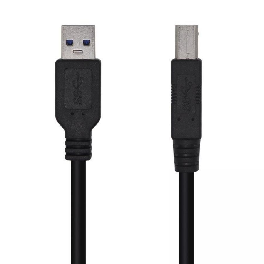 Cable USB 3.0 Impresora Aisens A105-0444/ USB Tipo-B Macho - USB Macho/ 5Gbps/ 2m/ Negro