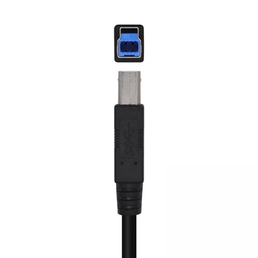 Cable USB 3.0 Impresora Aisens A105-0444/ USB Tipo-B Macho - USB Macho/ 5Gbps/ 2m/ Negro