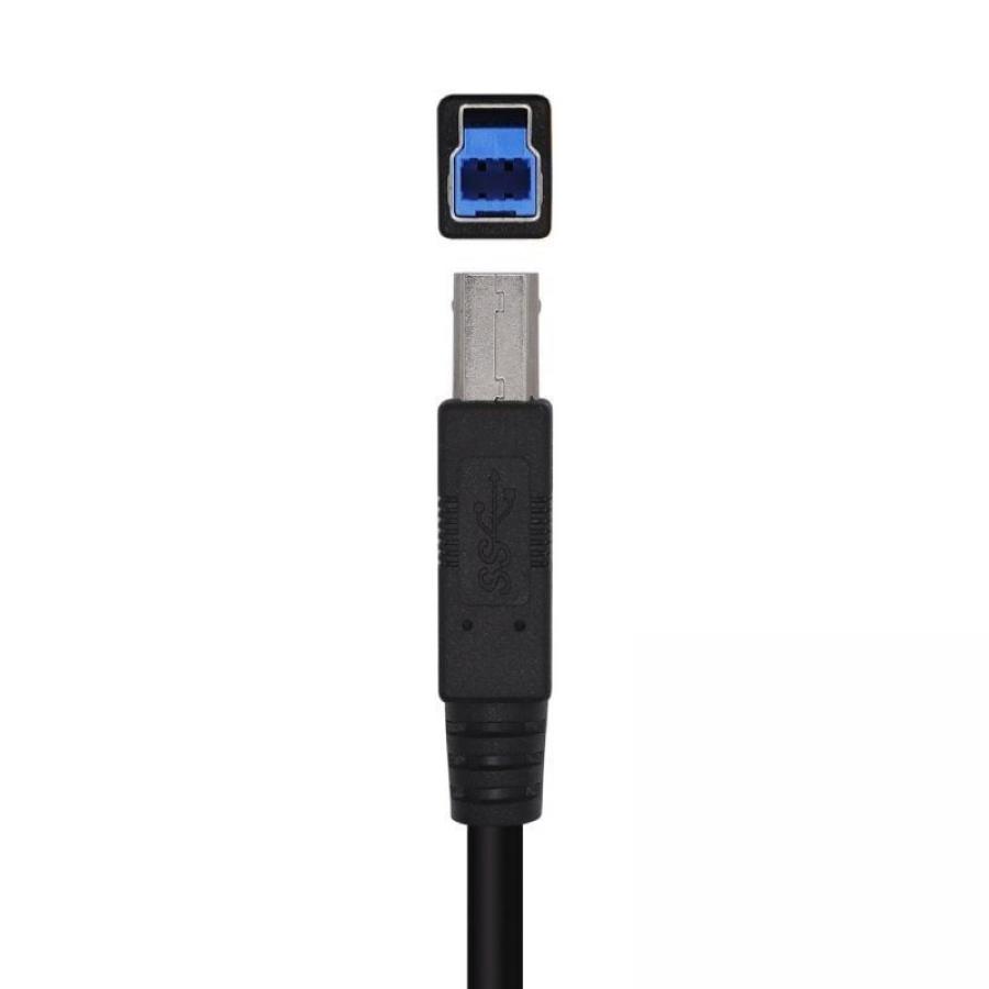 Cable USB 3.0 Impresora Aisens A105-0445/ USB Tipo-B Macho - USB Macho/ 5Gbps/ 3m/ Negro