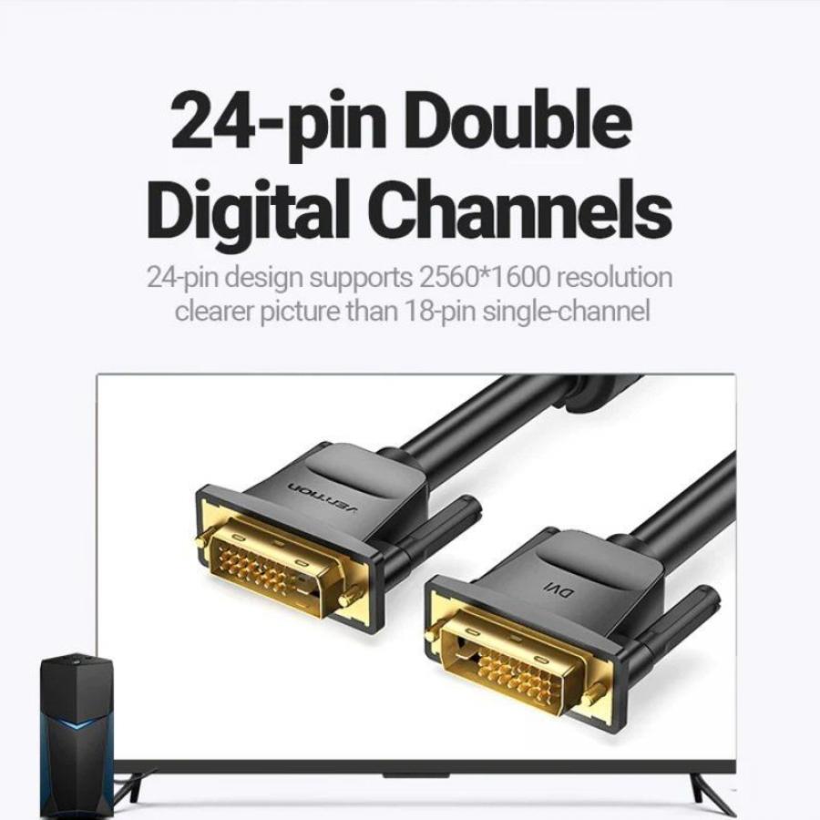 Cable DVI Vention EAABG/ DVI-D Macho - DVI-D Macho/ 1.5m/ Negro