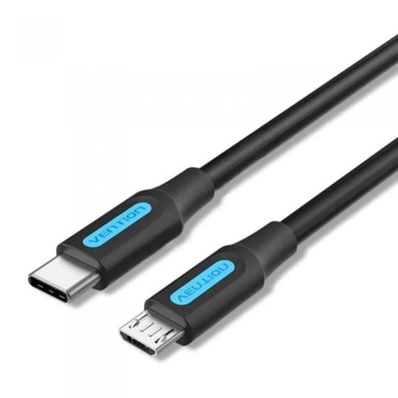 Cable USB 2.0 Tipo-C Vention COVBF/ USB Tipo-C Macho - MicroUSB Macho/ 1m/ Negro