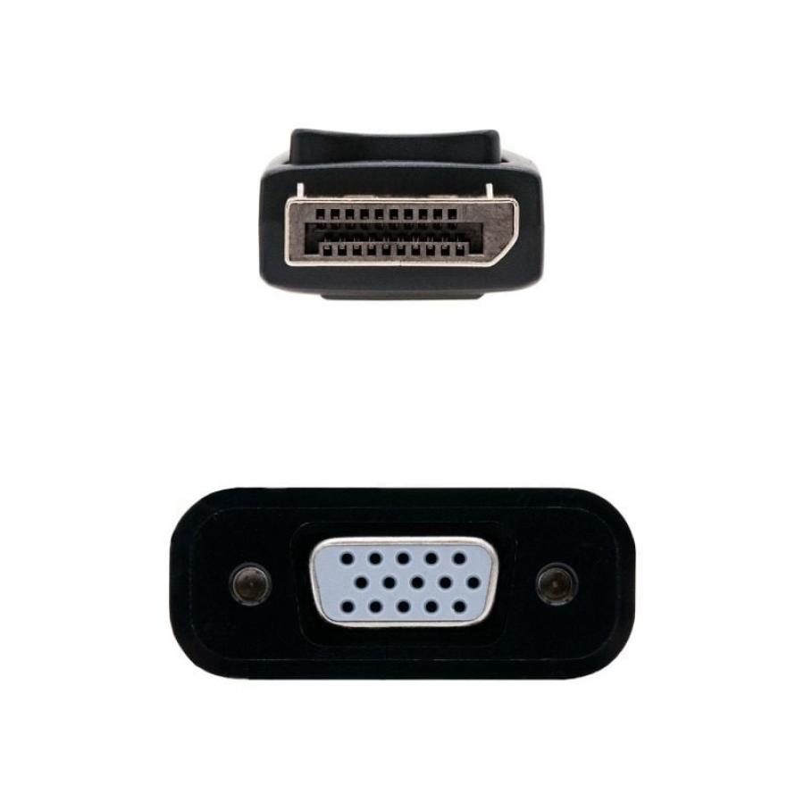 Conversor Nanocable 10.16.0602/ DisplayPort Macho - VGA Hembra/ 15cm/ Negro