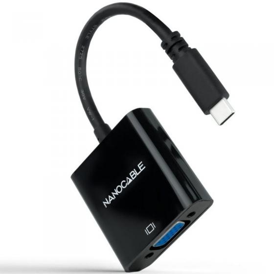Cable Conversor Nanocable 10.16.4101-BK/ USB Tipo-C Macho - VGA Hembra/ 10cm/ Negro