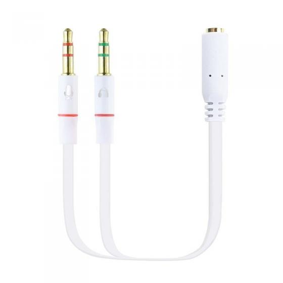 Adaptador Nanocable 10.24.1203 Jack 3.5 Hembra - 2x Jack 3.5 Macho 20cm Blanco