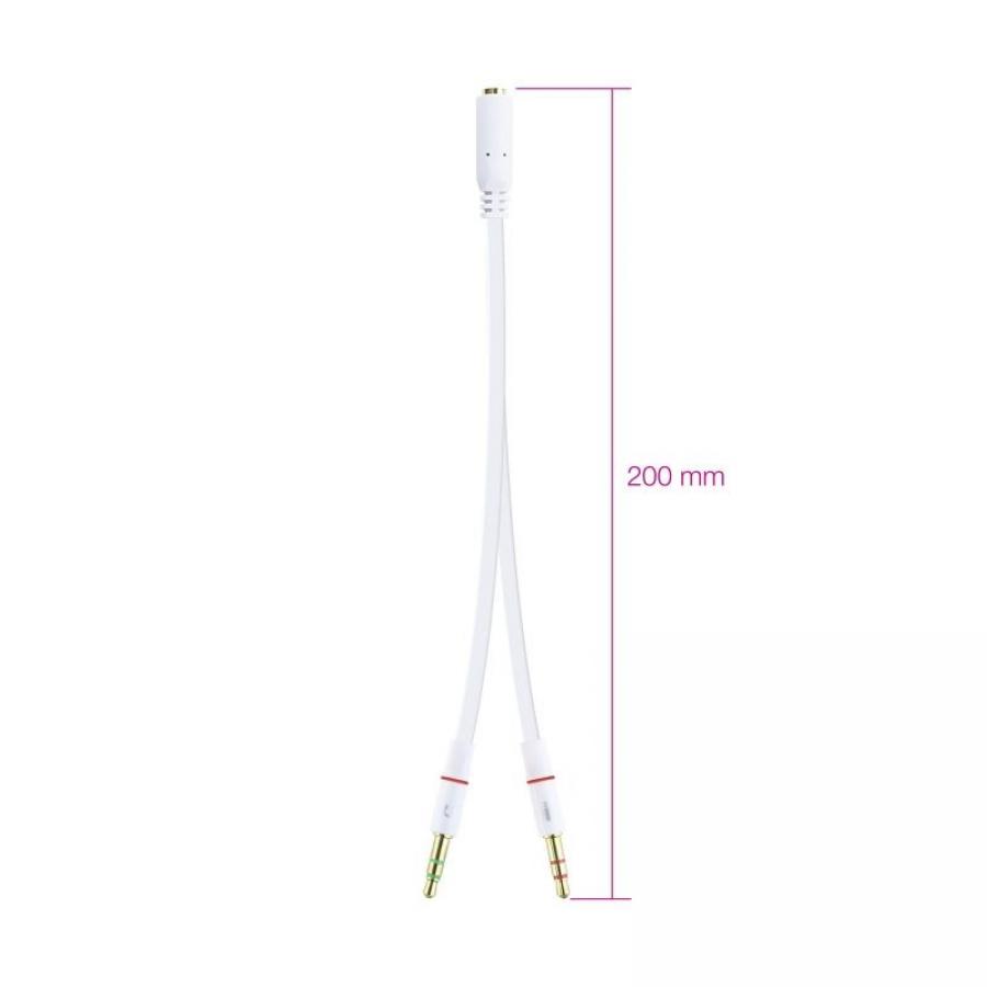 Cable Estéreo Nanocable 10.24.1203/ Jack 3.5 Hembra - 2x Jack 3.5 Macho/ 20cm/ Blanco