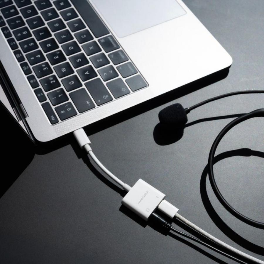 Adaptador Audio Nanocable 10.24.1206/ USB Tipo-C Macho - Jack 3.5 Hembra/ USB Tipo-C Hembra/ Blanco