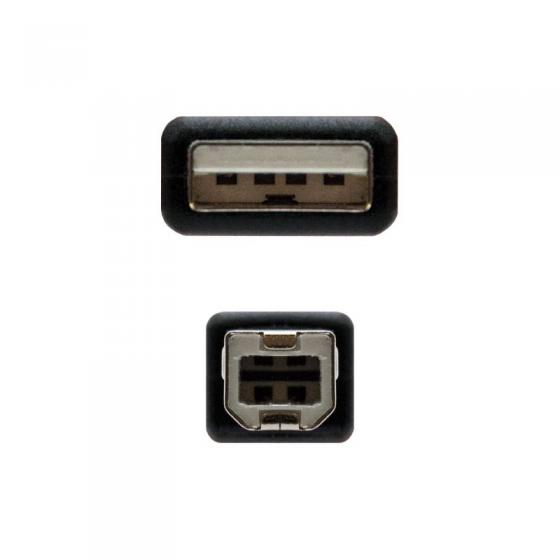 Cable USB 2.0 Impresora Nanocable 10.01.0102/ USB Tipo-B Macho - USB Macho/ 1m/ Negro