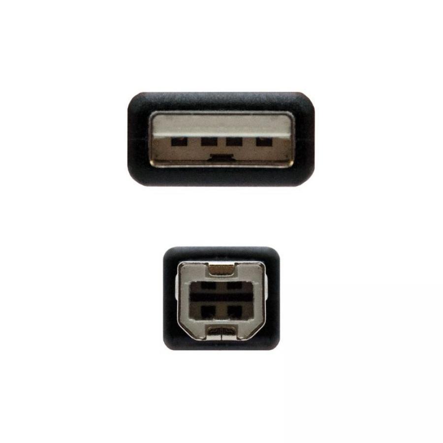 Cable USB 2.0 Impresora Nanocable 10.01.0102/ USB Tipo-B Macho - USB Macho/ 1m/ Negro
