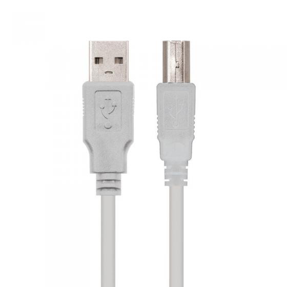 Cable USB 2.0 Impresora Nanocable 10.01.0104/ USB Tipo-B Macho - USB Macho/ 3m/ Beige