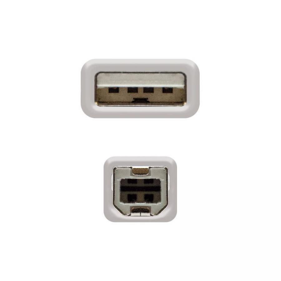Cable USB 2.0 Impresora Nanocable 10.01.0104/ USB Tipo-B Macho - USB Macho/ 3m/ Beige