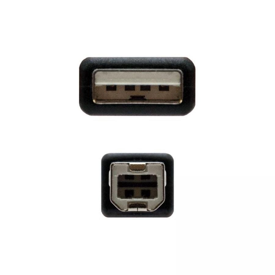 Cable USB 2.0 Impresora Nanocable 10.01.0104-BK/ USB Tipo-B Macho - USB Macho/ 3m/ Negro