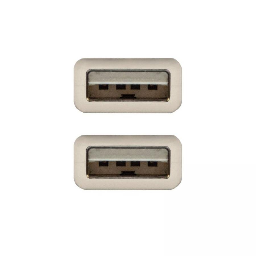 Cable USB 2.0 Nanocable 10.01.0302/ USB Macho - USB Macho/ 1m/ Beige