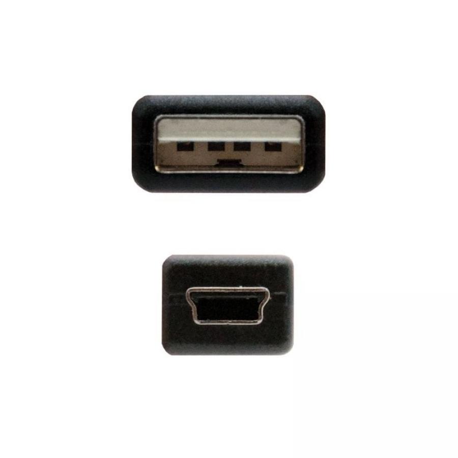 Cable USB 2.0 Nanocable 10.01.0402/ USB Macho - MiniUSB Macho/ 1.8m/ Negro
