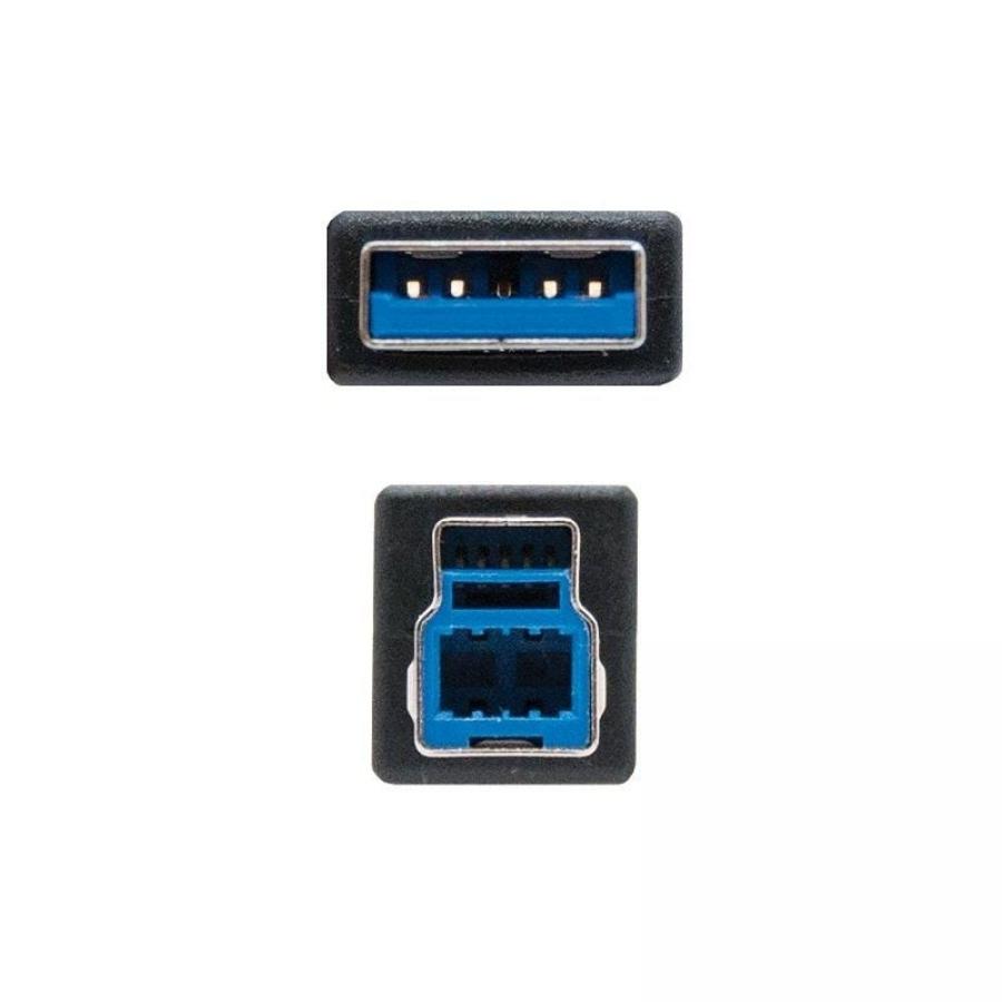 Cable USB 3.0 Impresora Nanocable 10.01.0802-BK/ USB Tipo-B Macho - USB Macho/ 2m/ Negro