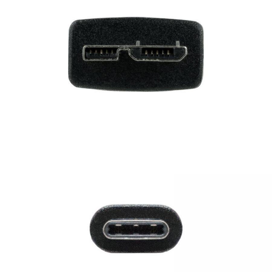 Cable USB 3.0 Tipo-C Nanocable 10.01.1201-BK/ USB Tipo-C Macho - MicroUSB Macho/ 5Gbps/ 1m/ Negro