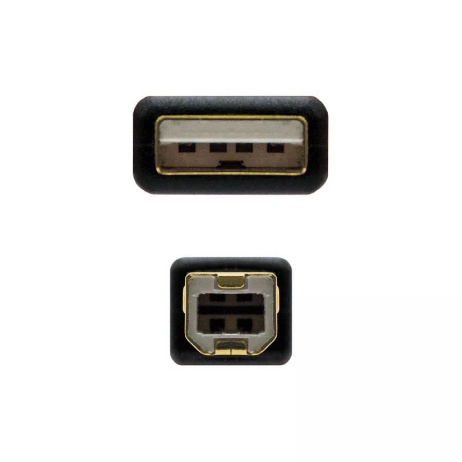 Cable USB 2.0 Impresora Nanocable 10.01.1202/ USB Tipo-B Macho - USB Macho / 2m/ Negro