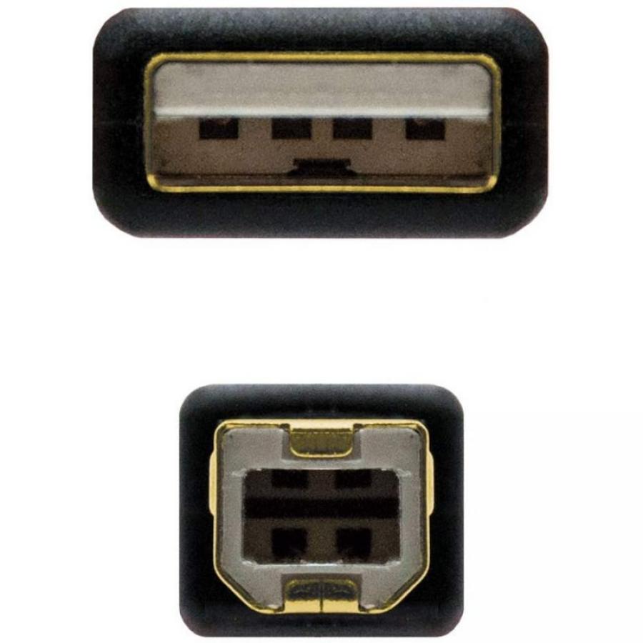 Cable USB 2.0 Impresora Nanocable 10.01.1203/ USB Tipo-B Macho - USB Macho/ 3m/ Negro