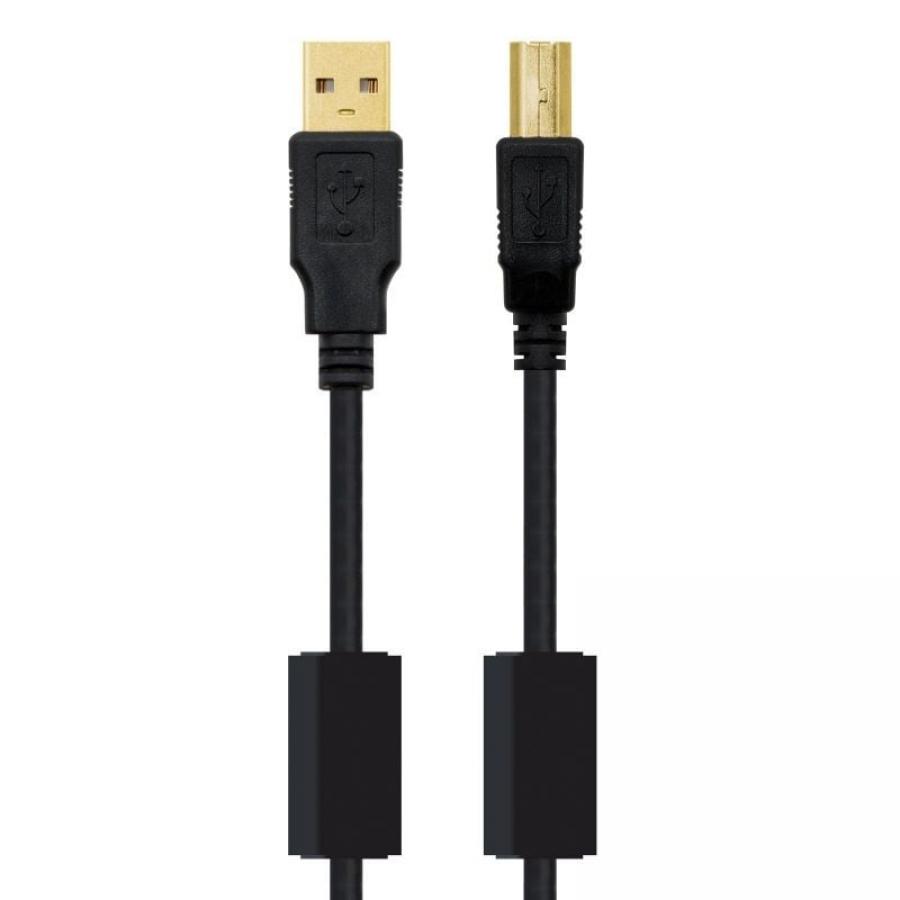 Cable USB 2.0 Impresora Nanocable 10.01.1205/ USB Tipo-B Macho - USB Macho/ 5m/ Negro