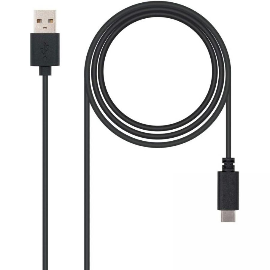 Cable USB 2.0 Tipo-C Nanocable 10.01.2100/ USB Tipo-C Macho - USB Macho/ 480Mbps/ 50cm/ Negro